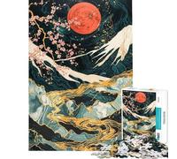 Rompecabezas de 1000 Piezas para Adultos Flor de Cerezo Monte Fuji Rompecabezas para Adultos Juego de ingenio antiestrés interacción Entre Padres e Hijos (tamaño 38x26cm)