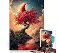 Rompecabezas de 1000 Piezas para Adultos Flor de Cerezo y Luna,diseño de Corte preciso,Ideal para Resolver Problemas Un Divertido Juego para Pasar el rato Decoración navideña (38x26cm)
