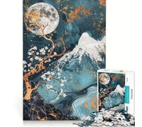 Rompecabezas de 1000 Piezas para Adultos: Flor de Cerezo y Monte Fuji Juegos Divertidos, interacción Entre Padres e Hijos, Regalo de Juego desafiante 50x75cm