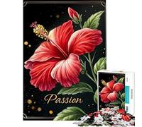 Rompecabezas de 1000 Piezas para Adultos Flor de Hibisco en Flor pasión en un Elegante Marco Dorado Juegos educativos Juguetes Juegos educativos Gran Regalo Vacaciones en casa Matar el Tiempo