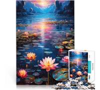 Rompecabezas de 1000 Piezas para Adultos Flor de Loto al Atardecer Desafío difícil para aliviar el estrés Apto para Parejas 52x38cm