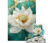 Rompecabezas de 1000 Piezas para Adultos Flor de Loto Blanca Kintsug Rompecabezas de 1000 Piezas Decoración del hogar Juguetes Patrón de ensamblaje Diversión Familiar y Noche de Juegos (50x75cm)