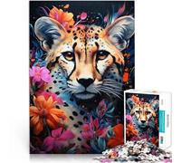 Rompecabezas de 1000 Piezas para Adultos Flor y Leopardo Hecho de Papel，para Mayores de 14 años Juego práctico Mejorar el Amor Entre Parejas。tamaño：38x52cm/14.96x20.47pulgada