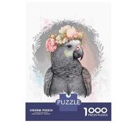 Rompecabezas De 1000 Piezas para Adultos Floral African Grey Parrot Rompecabezas para Adultos Juego De Ingenio Análisis Y Lógica Cumpleaños Y Navidad 38x26cm/1000pcs