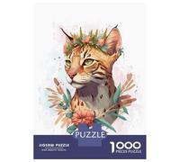 Rompecabezas De 1000 Piezas para Adultos Floral Bengal Cat Painting Rompecabezas para Adultos Juguete Decoración De Pared Regalos para Mujeres para Cumpleaños, Navidad 38x26cm/1000pcs