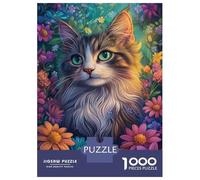 Rompecabezas De 1000 Piezas para Adultos Floral Feline Beauty Rompecabezas para Adultos Juguete Decoración De Pared para La Diversión Familiar 38x26cm/1000pcs