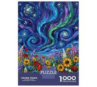 Rompecabezas De 1000 Piezas para Adultos Floral Field Under Swirling Night Sky Rompecabezas Juego De Ingenio Alivia El Estrés Cumpleaños 38x26cm/1000pcs
