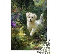 Rompecabezas De 1000 Piezas para Adultos Floral Garden with Cute Dog Rompecabezas para Adultos Juegos Familiares Decoración del Hogar Desafío Educativo 52x38cm/1000pcs