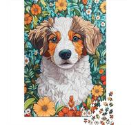 Rompecabezas De 1000 Piezas para Adultos Floral Garden with Cute Puppy Rompecabezas para Adultos Juegos Familiares Decoración del Hogar Desafío Educativo 70x50cm/1000pcs