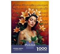 Rompecabezas De 1000 Piezas para Adultos Floral Music Art Print-1 Rompecabezas para Adolescentes Juguetes De Bricolaje Desafío Difícil Juego Desafiante Regalos 52x38cm/1000pcs