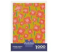 Rompecabezas De 1000 Piezas para Adultos Floral Pattern with Orange Flowers Rompecabezas para Adultos Juegos Relajantes Desafío Difícil Reducción del Estrés Regalos 70x50cm/1000pcs