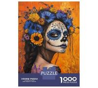 Rompecabezas De 1000 Piezas para Adultos Floral Skull Beauty -2 Rompecabezas para Adultos Juegos De Relajación Regalo De Cumpleaños Interacción Entre Padres E Hijos 52x38cm/1000pcs