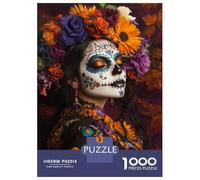 Rompecabezas De 1000 Piezas para Adultos Floral Skull Beauty -3 Rompecabezas para Adultos Juguete Decoración De Pared para La Diversión Familiar 52x38cm/1000pcs