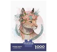 Rompecabezas De 1000 Piezas para Adultos Floral Watercolor Lynx Art Rompecabezas Juego De Ingenio Una Obra De Arte Cumpleaños Y Navidad 70x50cm/1000pcs