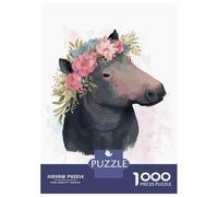 Rompecabezas De 1000 Piezas para Adultos Floral Watercolor Tapir Rompecabezas para Adultos Juegos Divertidos Análisis Y Lógica Regalos para Amigos Y Familiares 52x38cm/1000pcs