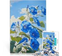 Rompecabezas de 1000 Piezas para Adultos Florece en la Gloria matutina Azul Alivio del estrés Regalos para Amigos y Familiares 52x38cm