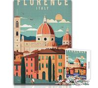 Rompecabezas de 1000 Piezas para Adultos, Florencia, Italia Arte de Viaje Juego Educativo Familiar, Divertido y Divertido Regalos de cumpleaños Tamaño 38x52cm