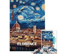 Rompecabezas de 1000 Piezas para Adultos Florencia Italia Noche Estrellada Rompecabezas artísticos para Adultos Juegos relajantes decoración del hogar Regalo Ideal para Toda la Familia (38x52cm)