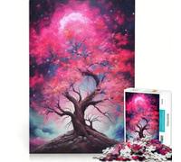 Rompecabezas de 1000 Piezas para Adultos: Flores de Cerezo en Llamas, Juegos Divertidos, interacción Entre Padres e Hijos, con póster y Hoja de Preguntas a Juego 38x26cm