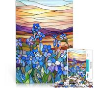 Rompecabezas de 1000 Piezas para Adultos Flores de vitral Entrena tu Cerebro y Tus Manos Actividades Divertidas en casa, Regalos de cumpleaños, Regalos de Viaje, 38x26cm