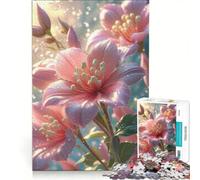 Rompecabezas de 1000 Piezas para Adultos Flores Rosas con Gotas de Agua Juego Familiar Divertido y Original Un desafío único 50x75cm