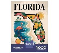 Rompecabezas De 1000 Piezas para Adultos Florida The Sunshine State Travel Rompecabezas para Adultos Juguete Decoración De Pared Decoración del Hogar Interacción Entre Padres E Hijos 38x26cm/1000pcs
