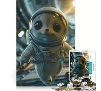 Rompecabezas de 1000 Piezas para Adultos: Foca Adorable en una estación Espacial, Juego Interactivo, decoración de Pared, Ideal para Decorar un Escritorio 50x75cm