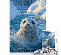 Rompecabezas de 1000 Piezas para Adultos: Foca juguetona en Aguas heladas del Ártico Impresionante Juguete de Arte de Vida Silvestre para decoración de Pared Gran Regalo para Juegos Familiares Mejora