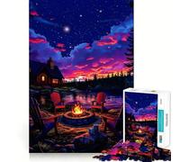 Rompecabezas de 1000 Piezas para Adultos Fogata bajo Las Estrellas Juguete Decorativo para Construir y concentrarse Juego de Paz Regalo de cumpleaños (50x75cm)