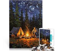 Rompecabezas de 1000 Piezas para Adultos Fogata bajo Las Estrellas Matar el Tiempo en Vacaciones en casa Regalo para cumpleaños 38x26cm