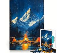 Rompecabezas de 1000 Piezas para Adultos Fogata bajo Las Estrellas,Paisaje japonés,Piezas de Corte preciso,Divertido Juego de ingenio,Tiempo Libre,Actividad de cumpleaños (38x52cm)