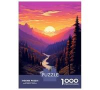 Rompecabezas De 1000 Piezas para Adultos Forest Sunset Pixel Art Rompecabezas para Adultos Juego Familiar Decoración De Pared Desafiante De Completar 38x26cm/1000pcs