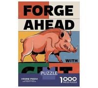 Rompecabezas De 1000 Piezas para Adultos Forge Ahead with Grit Wild Boar Illustration Rompecabezas Práctico Juego Decoración del Hogar Cumpleaños Y Navidad 52x38cm/1000pcs