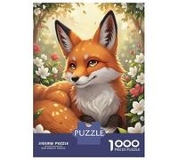 Rompecabezas De 1000 Piezas para Adultos Fox in A Floral Meadow Rompecabezas para Adultos Juegos Familiares Desafío Difícil para Cumpleaños, Navidad 52x38cm/1000pcs