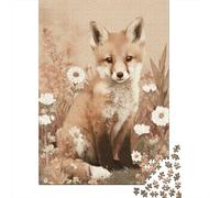 Rompecabezas De 1000 Piezas para Adultos Fox in Flowers Nature's Beauty Rompecabezas para Adultos Juegos Familiares Decoración del Hogar Desafío Educativo 38x26cm/1000pcs