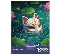 Rompecabezas De 1000 Piezas para Adultos Fox Mask in Lily Pond Rompecabezas Práctico Juego Decoración del Hogar Cumpleaños Y Navidad 52x38cm/1000pcs