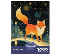 Rompecabezas De 1000 Piezas para Adultos Fox on A Starry Night Rompecabezas Juguetes Antiestrés Decoración del Hogar Difícil Y Desafiante 38x26cm/1000pcs