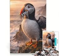 Rompecabezas de 1000 Piezas para Adultos Frailecillo Animal del Ártico Juguete Decorativo para la Pared Actividades Divertidas para el hogar para Fortalecer el Amor Entre Parejas 38x26cm