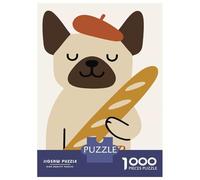Rompecabezas De 1000 Piezas para Adultos French Bulldog with Baguette and Beret Rompecabezas para Adultos Juego Familiar Carrera De Velocidad Manual Desafiante para Completar 38x26cm/1000pcs