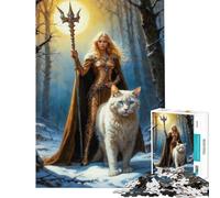 Rompecabezas de 1000 Piezas para Adultos Freya y el Gato Blanco Ayuda a ejercitar el Cerebro y Mejora la Memoria Juego Educativo para Mayores de 14 años (38x26cm)