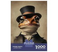 Rompecabezas De 1000 Piezas para Adultos Frog in A Vintage Top Hat Rompecabezas para Adultos Juego Práctico Vacaciones En Casa Matar El Tiempo Regalos De Cumpleaños Y Únicos 52x38cm/1000pcs