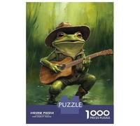 Rompecabezas De 1000 Piezas para Adultos Frog Musician in Hat-4 Rompecabezas para Adolescentes Juguete Decoración De Pared Alivio del Estrés 52x38cm/1000pcs