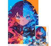 Rompecabezas de 1000 Piezas para Adultos Fuego contra Hielo Juguetes antiestrés Regalos de cumpleaños Juegos educativos interacción Entre Padres e Hijos tamaño 38x26cm