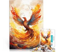 Rompecabezas de 1000 Piezas para Adultos Fuego Fénix Juego Familiar para aliviar el estrés: desafío difícil Mejorar la Memoria 38x26cm