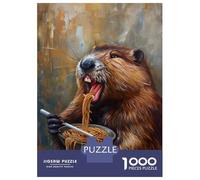 Rompecabezas De 1000 Piezas para Adultos Funny Beaver Ramen Noodles Rompecabezas para Adolescentes Juegos Familiares Difícil Difícil Interacción Entre Padres E Hijos 52x38cm/1000pcs