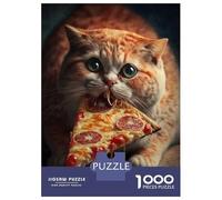 Rompecabezas De 1000 Piezas para Adultos Funny Cat Eating Pizza Rompecabezas para Adultos Juegos Relajantes Difícil Oferta Difícil como Regalo para Toda La Familia 52x38cm/1000pcs