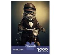 Rompecabezas De 1000 Piezas para Adultos Funny Cat on A Bicycle Rompecabezas para Adolescentes Juego Familiar Desafío Difícil Gran Regalo para Jugar 70x50cm/1000pcs