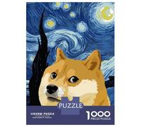 Rompecabezas De 1000 Piezas para Adultos Funny Dog Starry Night Rompecabezas para Adultos Juego De Ingenio Patrón De Ensamblaje Oferta como Regalo para Toda La Familia 52x38cm/1000pcs
