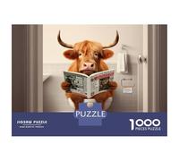 Rompecabezas De 1000 Piezas para Adultos Funny Highland Cow Toilet Rompecabezas para Adultos Juguetes De Bricolaje Análisis Y Lógica Regalos De Cumpleaños Y Únicos 38x26cm/1000pcs