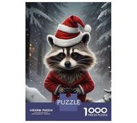 Rompecabezas De 1000 Piezas para Adultos Funny Raccoon Xmas Rompecabezas para Adultos Juegos Familiares Regalos De Corte De Precisión para Amigos Y Familiares 52x38cm/1000pcs